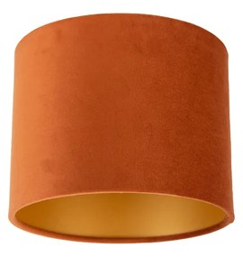 Abajur de tecido laranja com interior dourado 18/18/14 Moderno