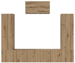Conjunto de móvel de TV com prateleira 7 pcs carvalho artisiano