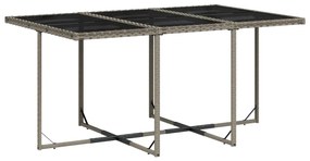 11 pcs conjunto jantar p/ jardim c/ almofadões vime PE cinzento