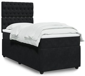 Cama com molas/colchão 90x190 cm veludo preto