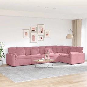 vidaXL Sofá modular com almofadas veludo rosa