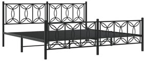 Estrutura de cama com cabeceira e pés 193x203 cm metal preto