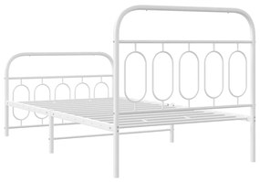 Estrutura de cama com cabeceira e pés 100x200 cm metal branco