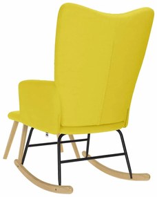 Cadeira de baloiço com banco p/ pés tecido amarelo-claro