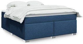 vidaXL Cama com molas/colchão 180x200 cm tecido azul