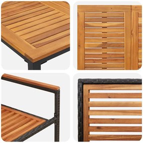 Conjunto de Jantar para Jardim vidaXL 7 Peças Preto Rattan Poliéster A