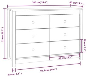 Armário de apoio 100x40x72 cm pinho maciço cinza