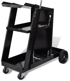 Carrinho de soldar com rodas com 3 prateleiras, organizador de oficina