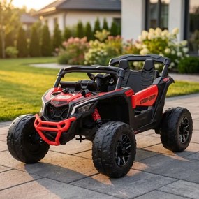 Carro elétrico para crianças 1 a 6 anos 24V MP4 CAN-AM Maverick Buggy Vermelho