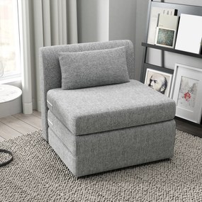 Sofá chão dobrável 3 em 1 com almofada 80L x 75P x 74A cm, convertível, colchão dobrável para hóspedes, sala de estar, escritório, cinzento