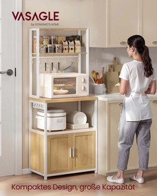 Armário de cozinha com tomadas e ganchos 40 x 60 x 170 cm Dourado Cravalho + Branco
