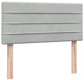 Cama com molas/colchão cinzento-claro 80x210 cm veludo