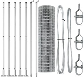 Cerca Euro da com 13 Postes Flangeados 0.8x25 m Aço Galvanizado