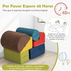 Blocos de trepar para bebés de 6 peças Interior macio com tecido de chenille amigo da pele Espuma de alta densidade Multicolorido