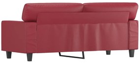 Sofá de 2 lugares 140 cm couro artificial vermelho tinto