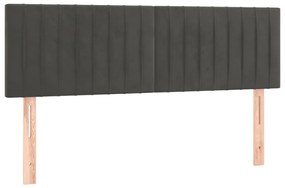 Cama box spring c/ colchão/LED 140x190cm veludo cinzento-escuro