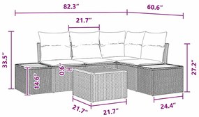 Conjunto de Sofá de Jardim de 5 Peças com Almofadas Preto Rattan Sinté