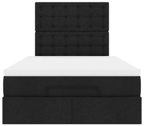 Estrutura de cama otomana com colchão preto 120x190 cm tecido