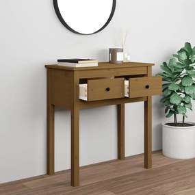Mesa consola 70x35x75 cm madeira de pinho maciça castanho mel