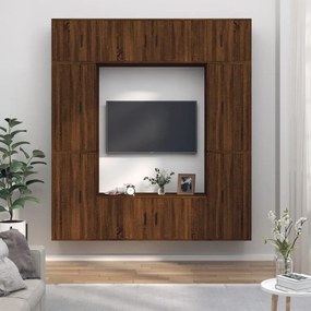 vidaXL Conjunto móveis de TV 8pcs madeira processada carvalho castanho