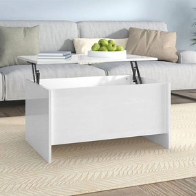 Mesa de Centro Beira Elevatória de 80 cm - Branco Brilhante - Design M