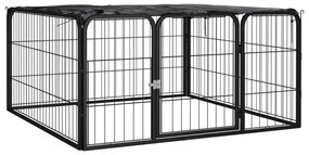 171795 vidaXL Canil com 4 painéis 100x50 cm aço revestido a pó preto