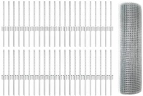 vidaXL Cerca com Poste Prateado 0,4 x 100 m Aço