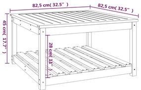 Mesa de jardim 82,5x82,5x45 cm pinho maciço castanho-mel