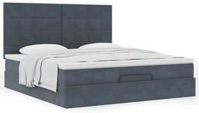 Estrutura cama otomana colchões 180x200 cm cinzento escuro
