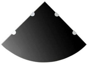 vidaXL Prateleira canto, suportes cromados, vidro preto 45x45cm