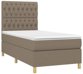 Cama box spring + colchão/LED 90x190cm tecido cinza-acastanhado