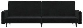 Sofá-cama de 2 lugares veludo preto