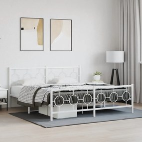 Estrutura de cama com cabeceira e pés 180x200 cm metal branco