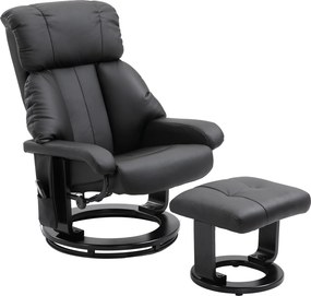 HOMCOM Poltrona Relax com Pufe, poltrona de TV giratória com função de massagem, reclinável, poltrona de massagem com controle remoto, bolso lateral, poltrona de couro sintético para sala de estar Preto | Aosom Portugal