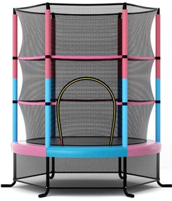 Trampolim para crianças 165 cm com rede de segurança e almofada para molas recreativas Estrutura em aço cor Multicolor