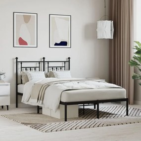 vidaXL Estrutura de cama com cabeceira 120x190 cm metal preto