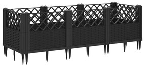 Vaso/floreira de jardim c/ estacas 123,5x43,5x43,5 cm PP preto