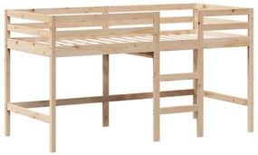 Cama alta c/ escada e telhado 90x200 cm pinho maciço