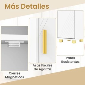 Armário de Casa Banho alto 20 x 20 x 179 cm com prateleiras ajustáveis, gancho lateral, barra e suporte para papel higiênico Branco