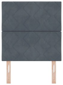 Cabeceira LED Blocos de Diamante Cinza Escuro 80 cm em Veludo