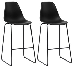 Cadeiras de bar 2 pcs plástico preto