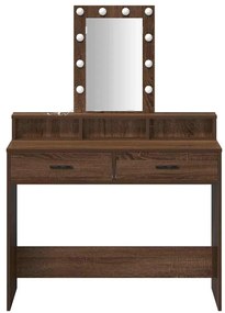 mesa de maquilhagem vidaXL com luzes LED Carvalho Castanho 100x41x140
