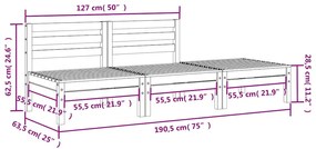 Sofá de 3 lugares para jardim madeira de pinho maciça