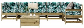 7 pcs conjunto sofás jardim madeira de pinho impregnada