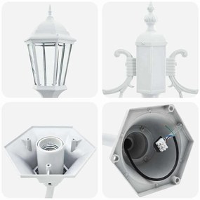 Poste de Luz de Jardim 2-Lâmpada E27 Branco 220 cm Alumínio