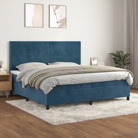 vidaXL Cama com molas/colchão 200x200 cm veludo azul-escuro