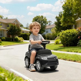 Andarilho para crianças com licença da Land Rover, veículo para empurrar, buzina, sons de motor, espaço de arrumação debaixo do assento, preto