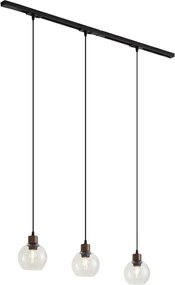 Modern railsysteem zwart met 3 hanglampen brons 1-fase - Iconic Lava