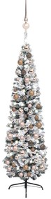 vidaXL Árvore Natal artificial fina pré-iluminada c/ bolas 210cm verde