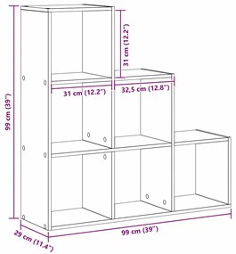 Gabinete de Livros Carvalho preto 99 x 29 x 99 cm